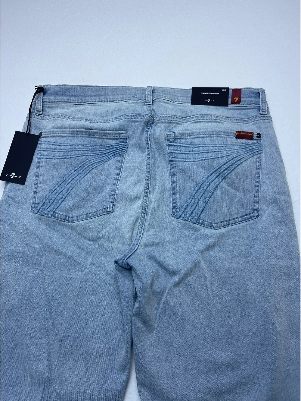 -N0055- 7 For All Mankind Light Blue Flared Denim Jeans Size 33